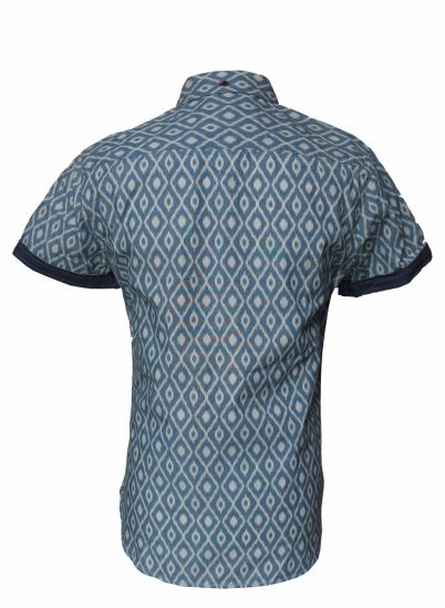 男性用コットンカジュアルファッション半袖ストライプシャツ