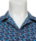 メンズカジュアルコットン半袖シャツ、青とグレーのプリントシャツ