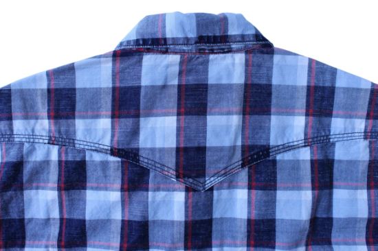 高品質のグリッドコットンシャツ、男性用屋外通気性半袖シャツ